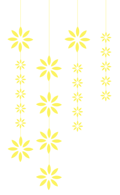 Yellow floral hanging decorative design element for decoration