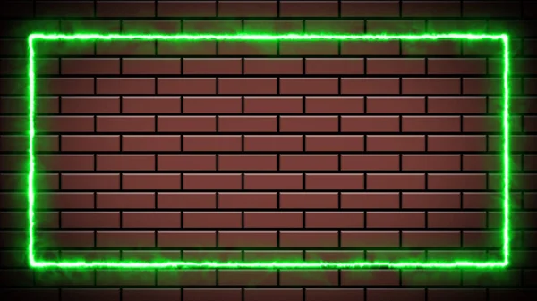 Цифровий Рендеринговий Знак Неонового Стилю Цегляній Стіні Прямокутний Знак Неону — стокове фото