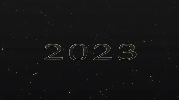 2023 Feliz Año Nuevo Animación Texto Fondo Negro Texto Metálico — Foto de Stock