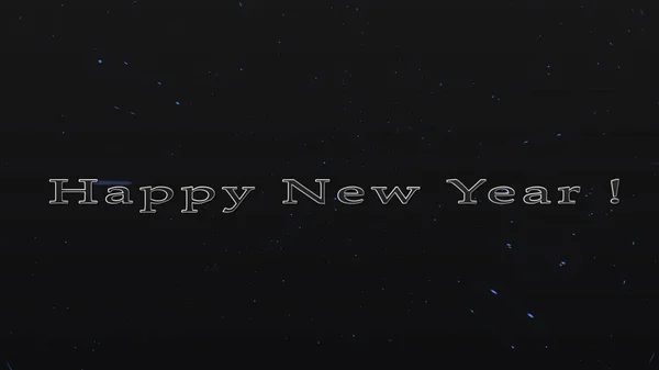 2023新年快乐文字动画 黑色背景 金属色 带有金色边框 — 图库照片