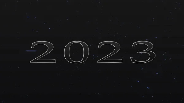 2023 Happy New Year Κείμενο Animation Μαύρο Φόντο Μεταλλικό Κείμενο — Φωτογραφία Αρχείου