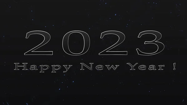 2023 Feliz Año Nuevo Animación Texto Fondo Negro Texto Metálico —  Fotos de Stock