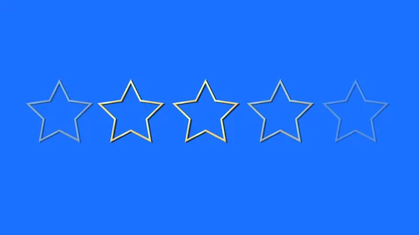 Zářící Kovové Hvězdy Zlatým Okrajem Přechodu Hvězdičkový Rating Animace Modré — Stock fotografie