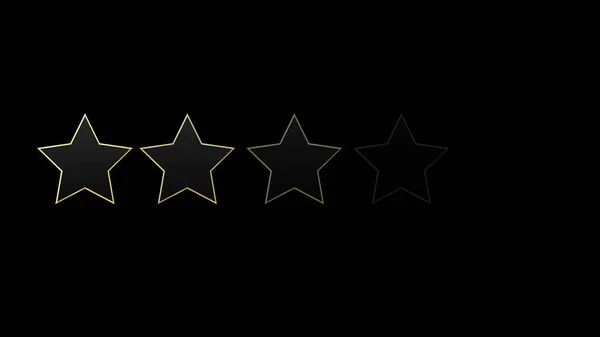 Altın Sınır Geçişi Ile Parlayan Metalik Yıldızlar Yıldızlı Derecelendirme Animasyonu — Stok fotoğraf