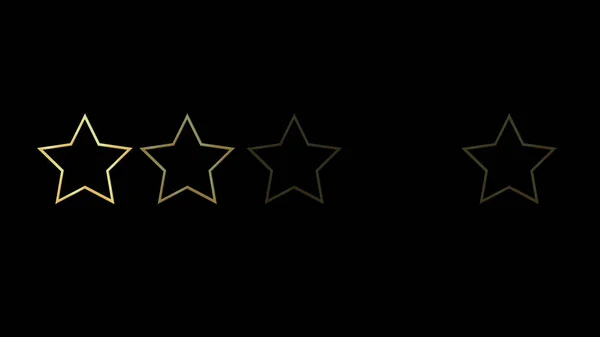 Zářící Kovové Hvězdy Zlatým Okrajem Přechodu Hvězdičkový Rating Animace Swipe — Stock fotografie
