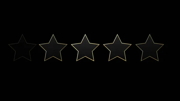 Zářící Kovové Hvězdy Zlatým Okrajem Přechodu Hvězdičkový Rating Animace Swipe — Stock fotografie