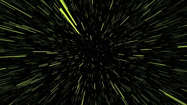 하이퍼 스페이스 별입니다 렌더링 터널의 블랙홀을 통과하는 속도로 — 스톡 사진