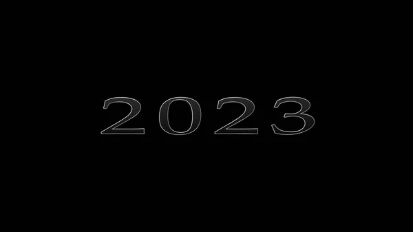 2023 Gott Nytt Text Animation Svart Bakgrund Metallisk Text Med — Stockfoto