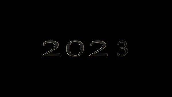 2023 Happy New Year Text Animation Black Background Metallic Text — Stock Photo, Image