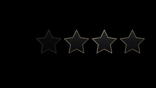 Zářící Kovové Hvězdy Zlatým Okrajem Přechodu Hvězdičkový Rating Animace 60Fps — Stock video