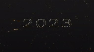 Yeni Yıl 2023 Altın Parçacıklarla Mutlu Animasyonlar, parlak soyut yeni yıl animasyon hareketleri grafikleri 4K 60FPS.