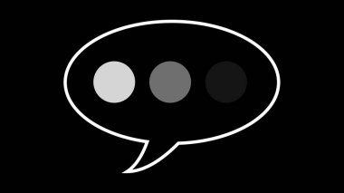 Siyah beyaz, basit, çekici sohbet baloncukları. Mesaj ve sohbet için. Sohbet kutusu canlandırması, mesaj kutusu canlandırma simgesi. Düşünce biçimi sembolü..