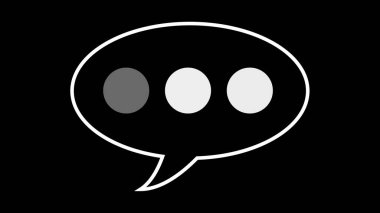 Siyah beyaz, basit, çekici sohbet baloncukları. Mesaj ve sohbet için. Sohbet kutusu canlandırması, mesaj kutusu canlandırma simgesi. Düşünce biçimi sembolü..