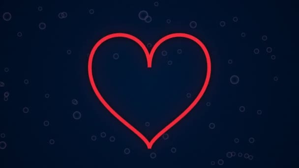 Glowing Red Colored Beating Heart Heart Beat Some White Bubbles — Video Stock
