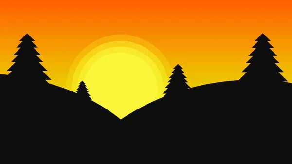 Explainer Video animation background. Simple Flat 2D Sunset landscape cartoon-like animation.