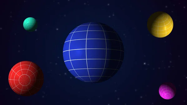 Rotating Spheres or Planets animation with the light on them with added NOISE TEXTURE and twinkling stars in the background