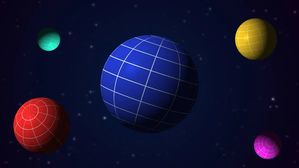 Rotating Spheres or Planets animation with the light on them with added NOISE TEXTURE and twinkling stars in the background