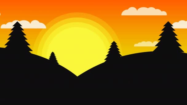 Explainer Video Animation Background 60Fps Simple Flat Sunset Landscape Video — Vídeos de Stock