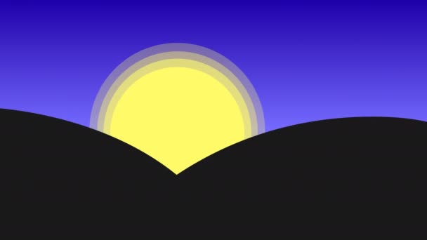 Uitlegger Video Animatie Achtergrond 60Fps Eenvoudige Flat Sunset Landschap Video — Stockvideo