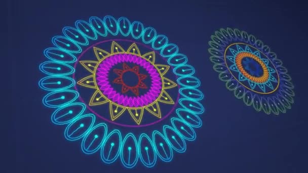 Simple Boucle Colorée Mandala Kaléidoscope Avec Mouvement Caméra Style Rétro — Video