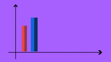 4K 60 FPS 'de renkli grafik tasviri. Bilgi grafiklerini kullanmak kolay. 3D çizelge. Kamera hareketli 3d çubuk grafik canlandırması.