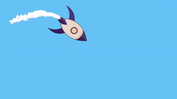 Animace Vzletu Raketoplánu Rocket Létání Kreslený Styl Anime Styl Raketová — Stock video