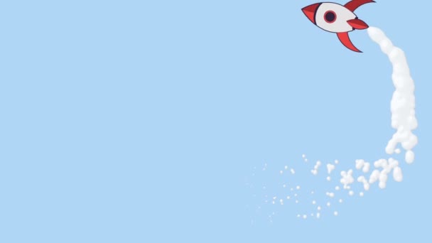Uzay Mekiği Kalkış Animasyonu Roket Uçan Çizgi Film Tarzı Anime — Stok video