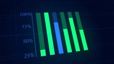 Sürekli değişen hisse senedi grafiği, 60 fps UHD çözünürlükte yaratıcı bilgi animasyonu. Veri görselleştirme. Eski ticaret grafiği.