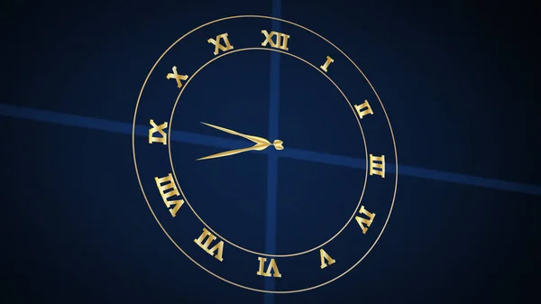 Blue Gold Colored Antique Modern Design Clock Animation — Stock Photo, Image