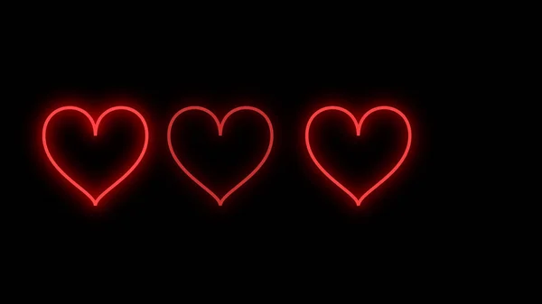 Glødende Neon Farvet Hjerte Spor Animation Hjerte Form Spor Animation - Stock-foto