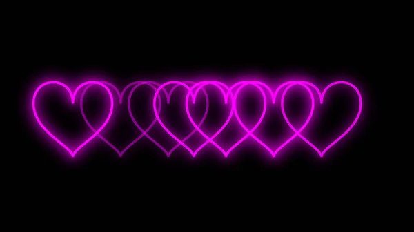 Glowing Neon Colored Heart Trail Animation Heart Shape Trail Animation — Stock Photo, Image