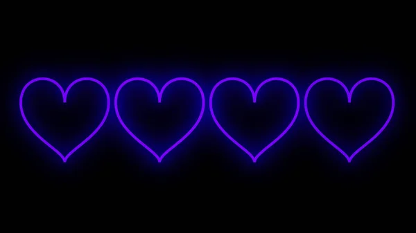On-off animating loop heart trail animation in neon colors. Retro-style neon sign board animation