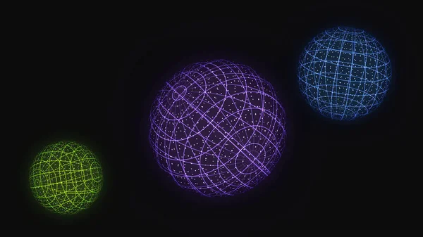 Boş arkaplanda dönen 3d Sphere kablo modeli. Küre dönen animasyon. Uzayda bir küre.