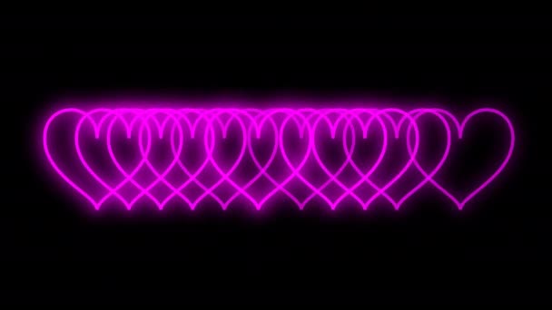 60Fps Alfa Kanalında Parlayan Neon Renkli Kalp Izi Animasyonu Yüksek — Stok video