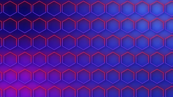 ラグジュアリー抽象幾何学未来六角形の背景ループ サイバー空間 スクリーンセーバー 壁紙のためのトレンディなSfネオンカラーのバッグ シームレスクリーンで光沢のあるテクノロジー — ストック写真