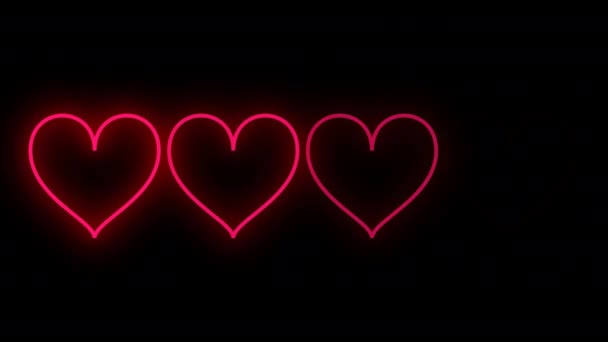 Animacji Pętli Serca Animacji Szlaku Neonowych Kolorach Retro Styl Neon — Wideo stockowe