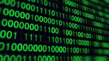 CAMERA HAVAALANI BG kodu 3D. Sıfır ve bir kodlu soyutlama, Matrix Style. 3D LOOP BINARY BG. IOT, BÜYÜK Veri Sistemi, Veri Bilimi ve Algoritma Sözleşmesi. Sinema ve teknik için bilim kurgu bölümü..