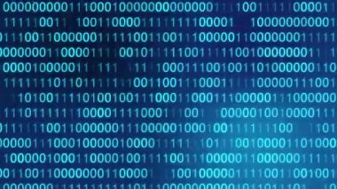 4K BINARY 3D BG CAMERA Hareketi. Sıfır ve bir kodlu soyutlama, Matrix Style. 3D LOOP BINARY BG. IOT, BÜYÜK Veri Sistemi, Veri Bilimi ve Algoritma Sözleşmesi. Sinema için bilim kurgu videoları, teknik videolar..
