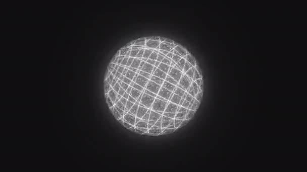 Modelo Wireframe Esfera Girando Fundo Branco 60Fps Animação Rotativa Esfera — Vídeo de Stock