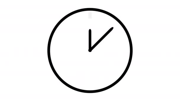 Animación Reloj Blanco Negro 60Fps — Vídeos de Stock