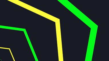 Heyecan verici Geometrik Hareket: Siber uzayda Sonsuz Parlayan Yolculuk. Sonsuz Altıgen Dönüşlü Psikedelik Neon Teknolojisi. Elektronik arka plan. Altıgenler bg üretiyor