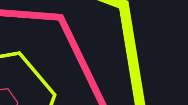 Heyecan verici Geometrik Hareket: Siber uzayda Sonsuz Parlayan Yolculuk. Sonsuz Altıgen Dönüşlü Psikedelik Neon Teknolojisi. Elektronik arka plan. Altıgenler bg üretiyor