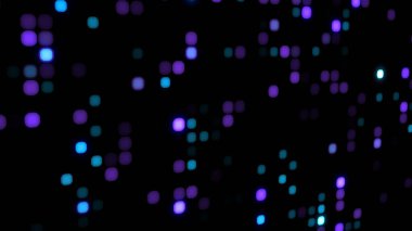 Parlayan küçük noktalar dijital peyzaj teknolojisi arka planda hareket eden 3d küp parçacıkları. Şebekede rastgele noktalar parlayan karanlık teknoloji bg. Büyük veri, makine öğrenimi, sanal alan.