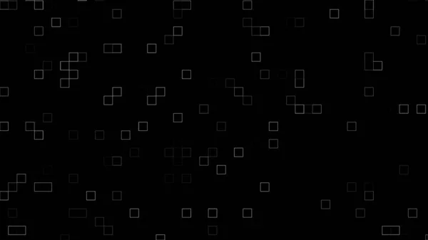 simple white-colored random square generating particle animation on black bg. Geometric shape overlay background. Random waving animation of a square shape.