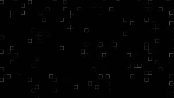 ブラックBgでパーティクルアニメーションを生成するシンプルな白色乱数正方形 幾何学的な形のオーバーレイの背景 四角形のランダムな振動アニメーション — ストック写真