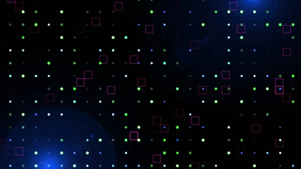 Randomly Moving Square Dots Background Light Leaks Digital High Technology — Stock Photo, Image