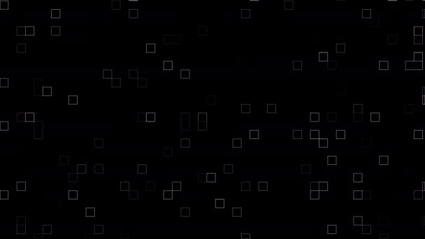 Απλό Λευκό Χρώμα Τυχαίο Τετράγωνο Που Παράγει Animation Σωματιδίων Μαύρο — Αρχείο Βίντεο