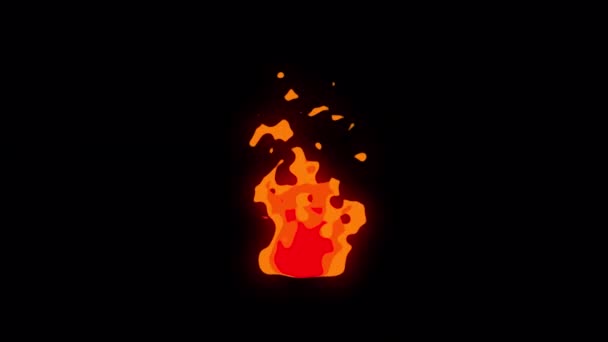Uhdのシンプルな輝くアニメ漫画マンガスタイルの火のアニメーション アルファLumaマットの小さな燃える火のトーチの火球 ファイアフラッシュモーショングラフィックエレメント — ストック動画
