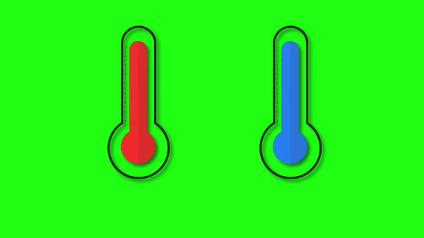 绿色屏幕温度计2D动画 简单的温度升高动画温度测量图形 汞玻璃温度计 — 图库照片