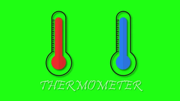 グリーンスクリーン温度計2Dアニメーション シンプルな温度上昇アニメーション温度測定モーショングラフィック 水銀ガラス温度計 — ストック写真